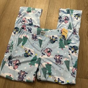 Disney Stitch Women's Sleep Pants Holiday Winter Lounge Blue X-Small